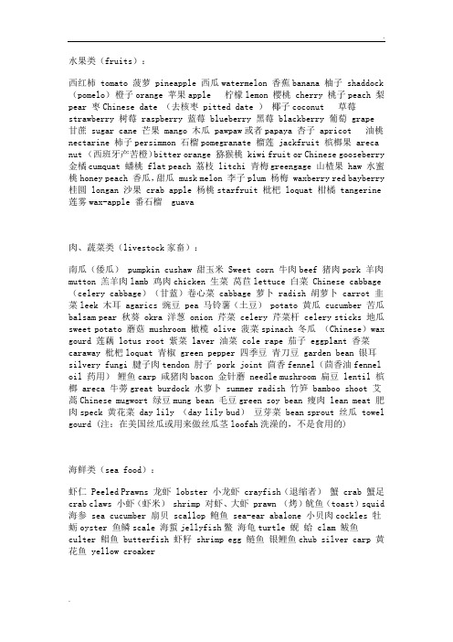 食物类英语单词(超全)