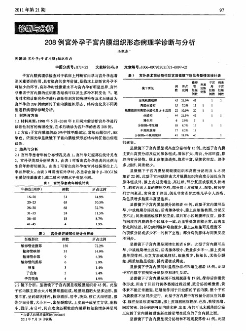 208例宫外孕子宫内膜组织形态病理学诊断与分析