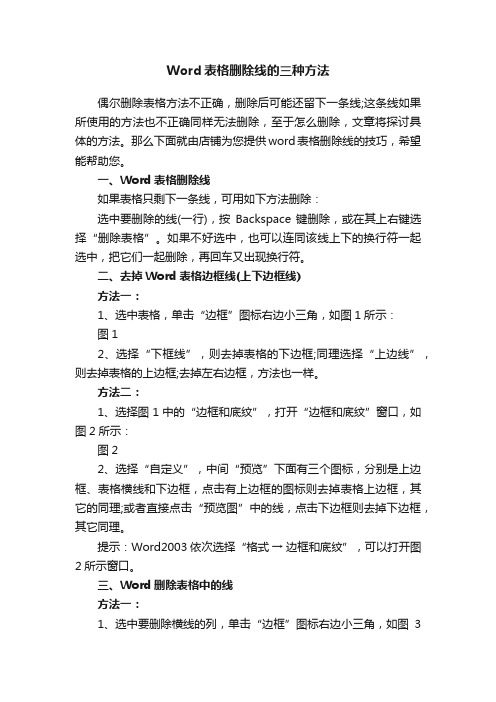 Word表格删除线的三种方法