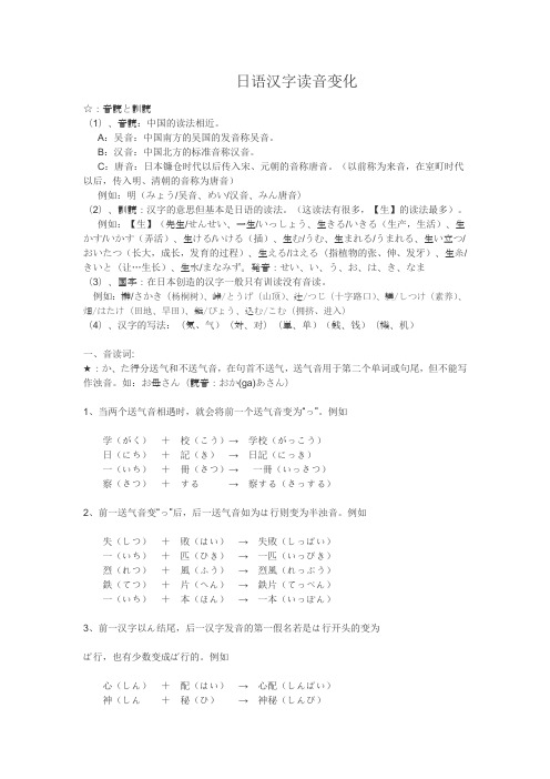 日语汉字读音变化