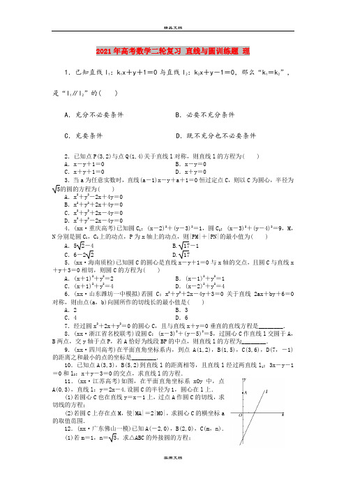 2021年高考数学二轮复习 直线与圆训练题 理