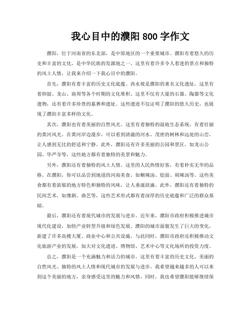 我心目中的濮阳800字作文