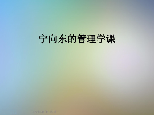 宁向东的管理学课