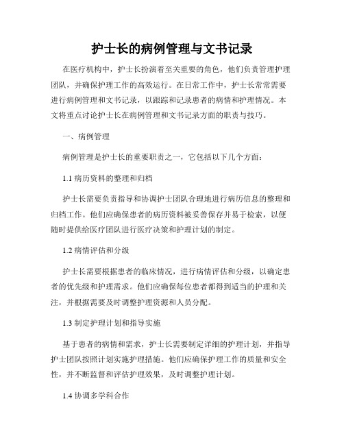 护士长的病例管理与文书记录