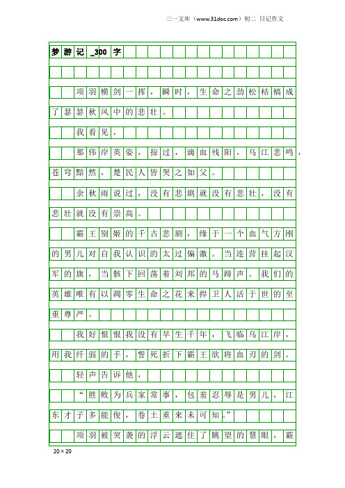初二日记作文：梦游记_300字