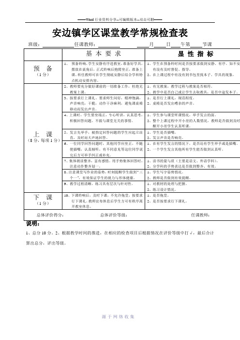 课堂常规检查表