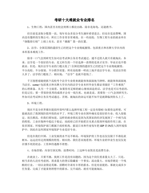 考研十大难就业专业排名