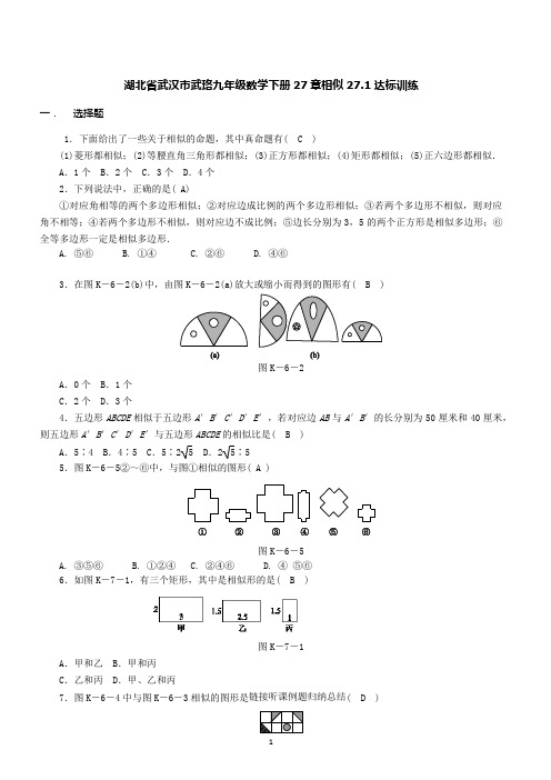 湖北省武汉市武珞九年级数学下册27.1图形的相似达标训练含答案