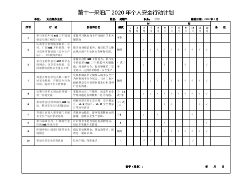 个人安全行动计划表