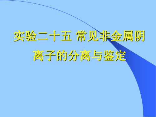 实验二十五 常见非金属阴离子的分离和鉴定-45页精选文档