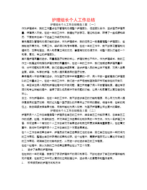 护理组长个人工作总结2篇