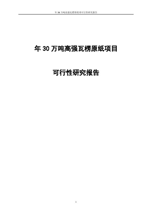 年30万吨高强瓦楞原纸项可行性研究报告