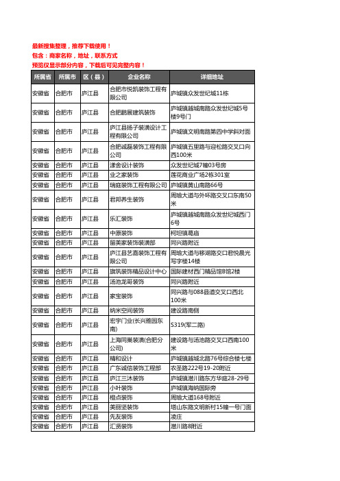 新版安徽省合肥市庐江县装修公司企业公司商家户名录单联系方式地址大全109家