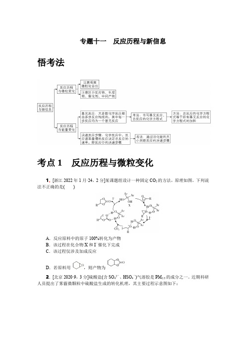 专题十一 反应历程与新信息 (详解版)五年(2018-2022)真题分类集训