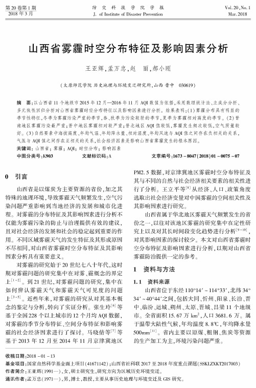 山西省雾霾时空分布特征及影响因素分析