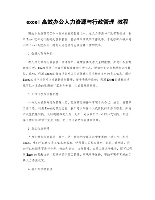 excel高效办公人力资源与行政管理 教程