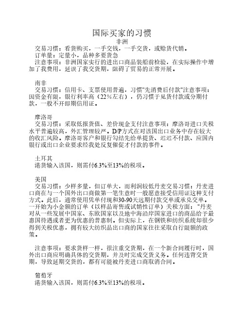 国际买家习惯