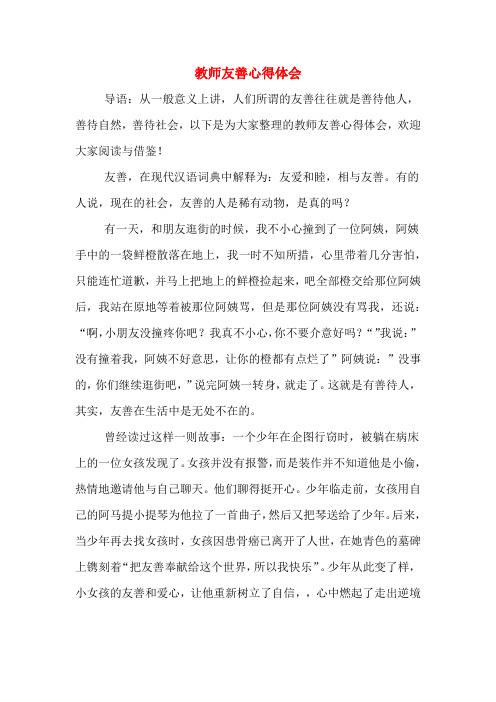 教师友善心得体会