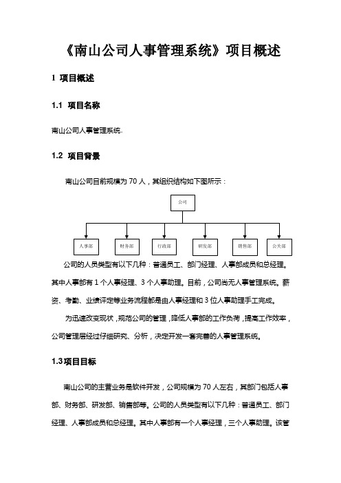 公司人事管理系统项目概述