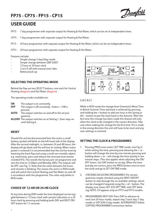 FP75 - CP75 - FP15 - CP15 USER GUIDE