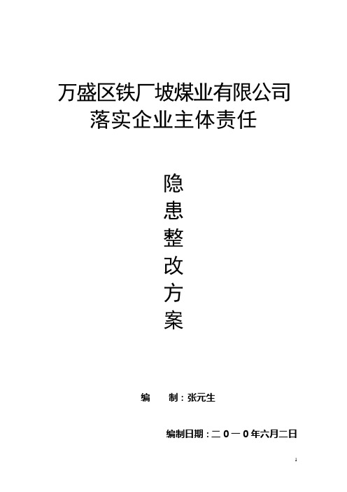 主体责任整改方案及提升表