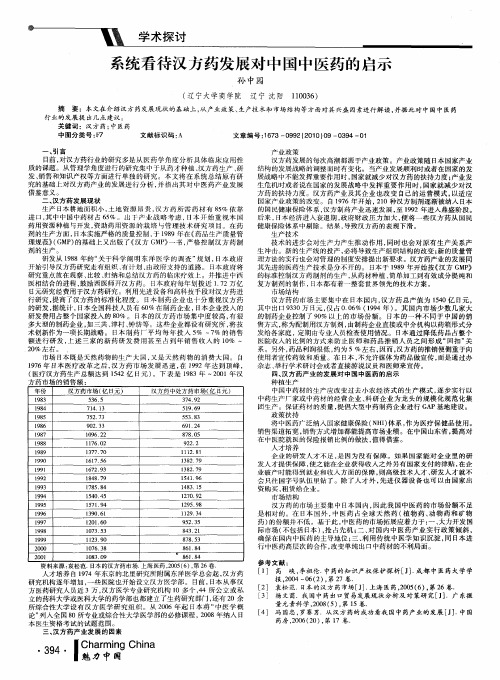 系统看待汉方药发展对中国中医药的启示