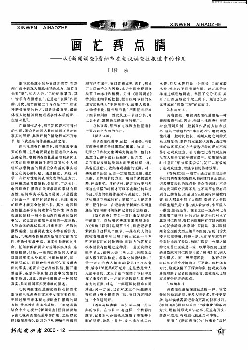 画龙要点睛——从《新闻调查》看细节在电视调查性报道中的作用