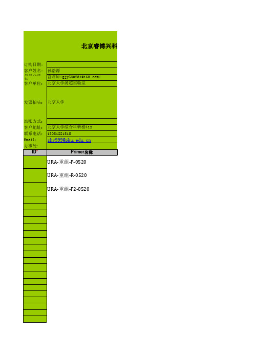 睿博DNA合成订购表