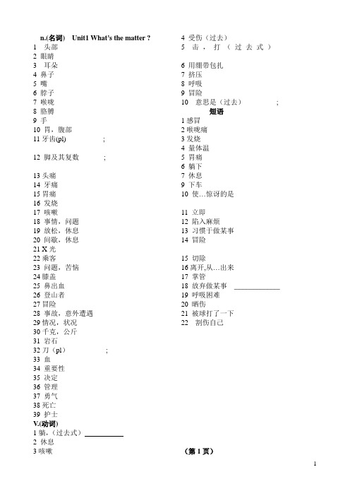 unit1八年级下册英语单词表(填表)Unit1-3