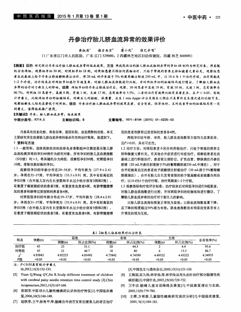 丹参治疗胎儿脐血流异常的效果评价