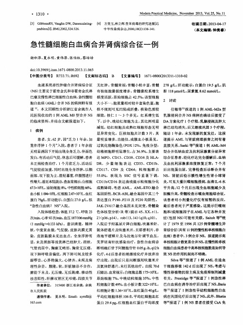 急性髓细胞白血病合并肾病综合征一例