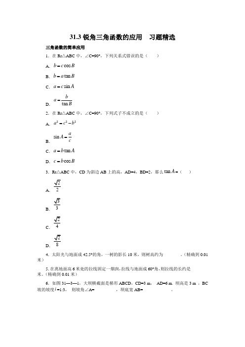 锐角三角函数的应用(习题精选)