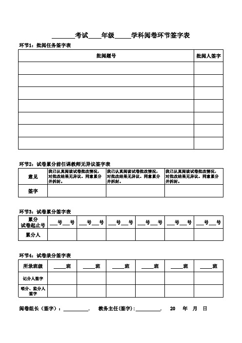 9考试阅卷环节签字表