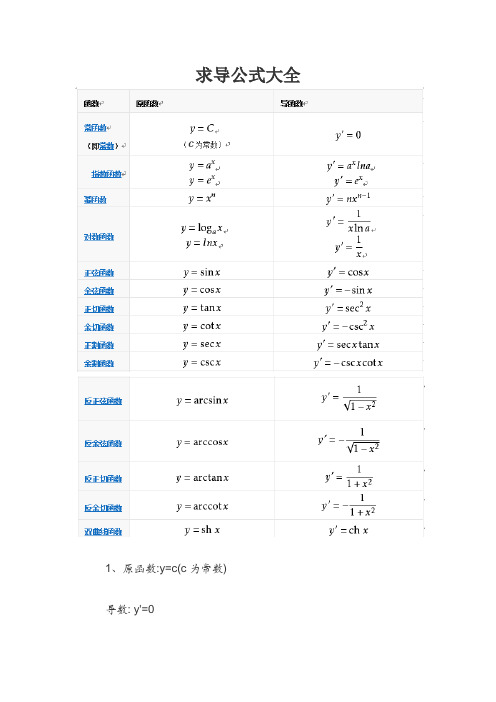 求导公式大全