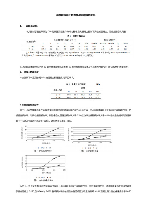 高性能混凝土抗冻性与孔结构的关系