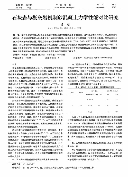 石灰岩与凝灰岩机制砂混凝土力学性能对比研究