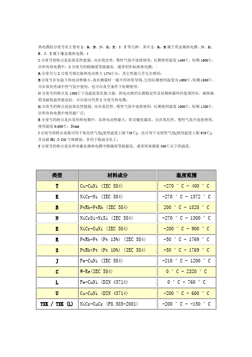 热电偶按分类