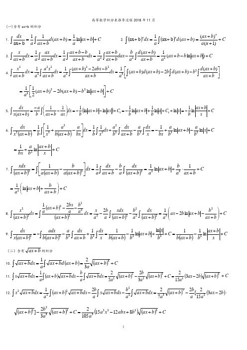 高等数学积分表推导全过程