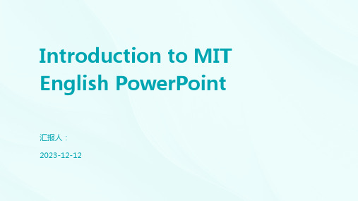 Introduction to MIT English PowerPoint