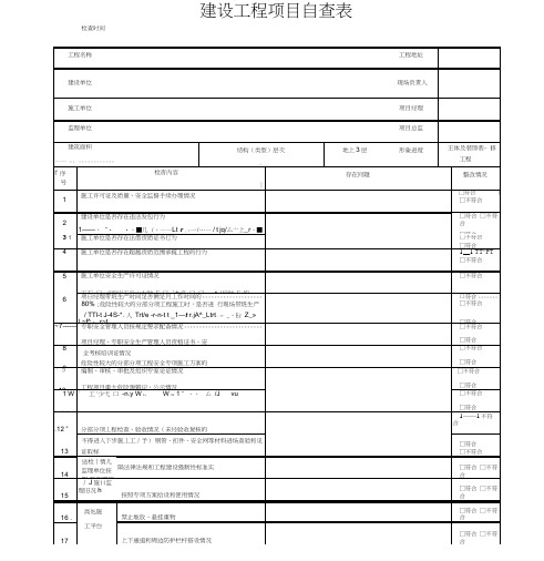 (完整版)建设工程项目自查表