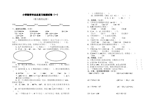 小学数学总复习试卷(数与数的运算)