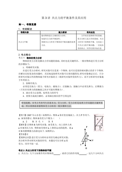 第3讲 共点力的平衡条件及其应用