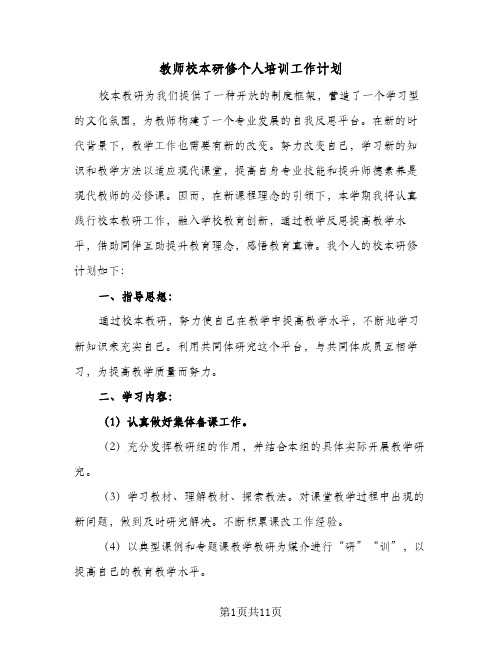 2024年教师校本研修个人培训工作计划（五篇）