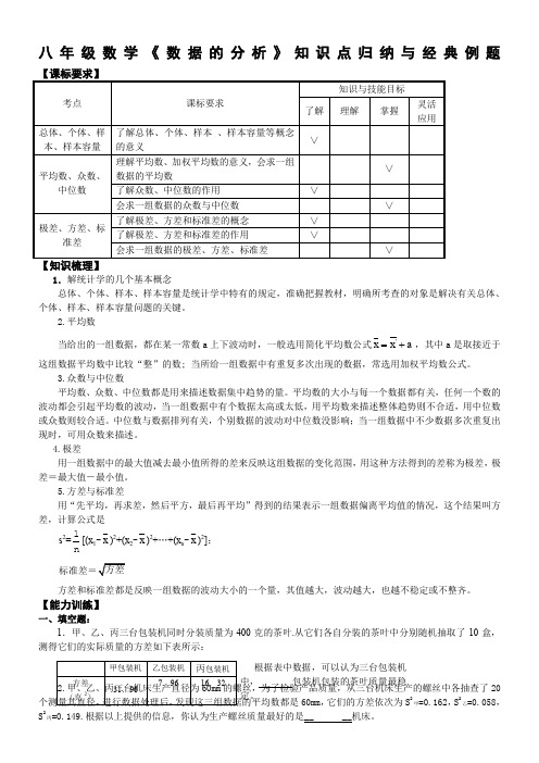 八年级数学《数据的分析》知识点归纳与经典例题