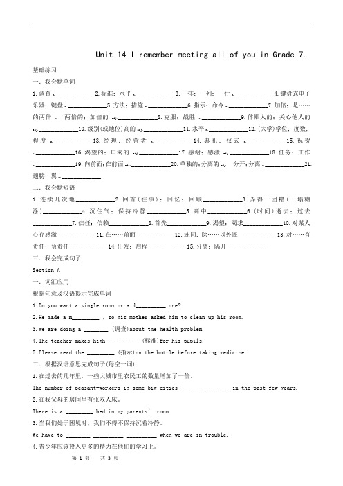 人教版九年级英语全册同步检测Unit 14