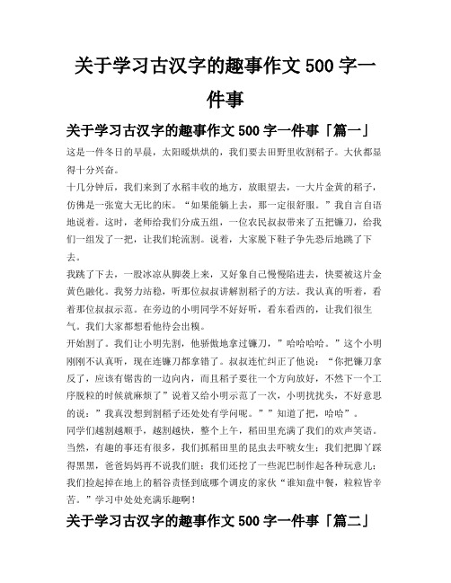 关于学习古汉字的趣事作文500字一件事