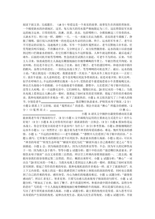 《母爱》阅读附答案