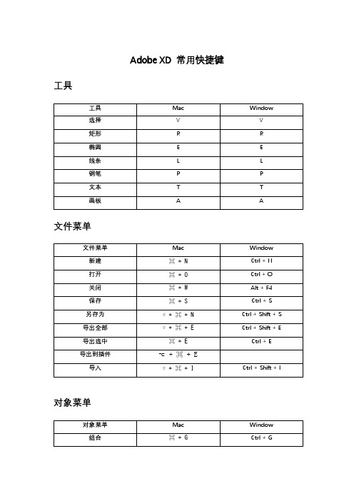 Adobe XD 快捷键