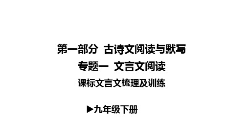 2023年安徽中考语文总复习二轮专题课件：专题一 文言文阅读《九年级下册》