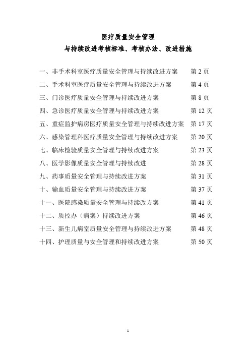 2016年医疗质量安全管理与持续改进考核标准考核办法改进措施